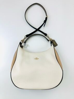 Coach NWT leather hobo bag Geometric Harley Colorblock pebble finish Neutral